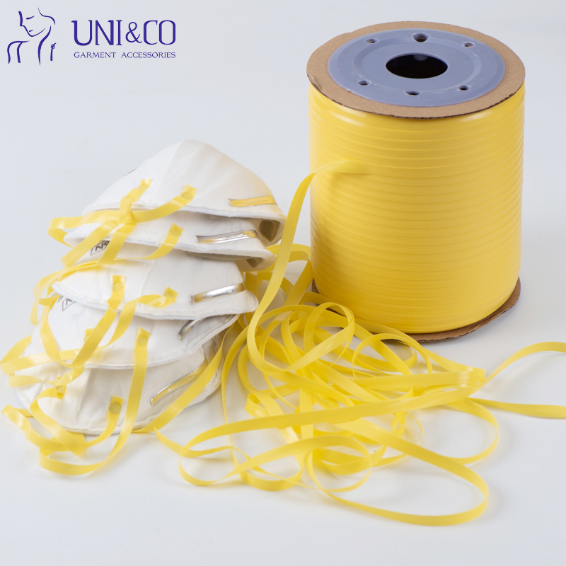 High Elasticity Yellow 6mm TPU Ear Loop Silicone Mobilon Webbing For Face Mask